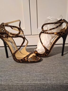 Jimmy Choo Leopard-Pattern Strappy Stiletto Sandals - Brown